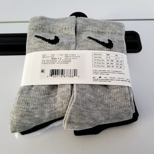 Nike Gray and Black Athletic Socks with Swoosh Logo